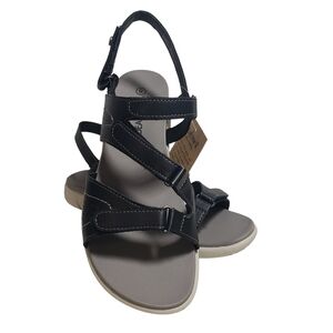 BearPaw Reed Black Open Toe Slingback Flat Sandals Sz 8